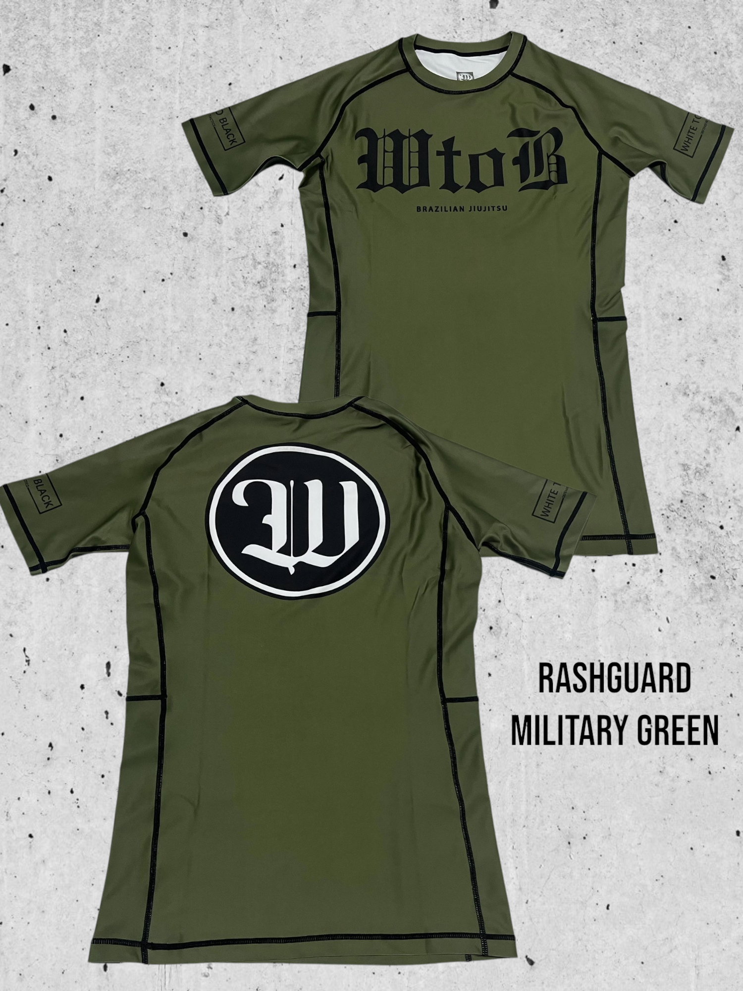 Rashguard Verde militar White to Black para Bjj grappling y mma